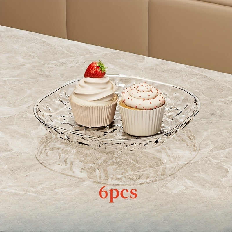 Set of 6 Square Water Ripple Plastic Serving Trays for Snacks Fruits Desserts