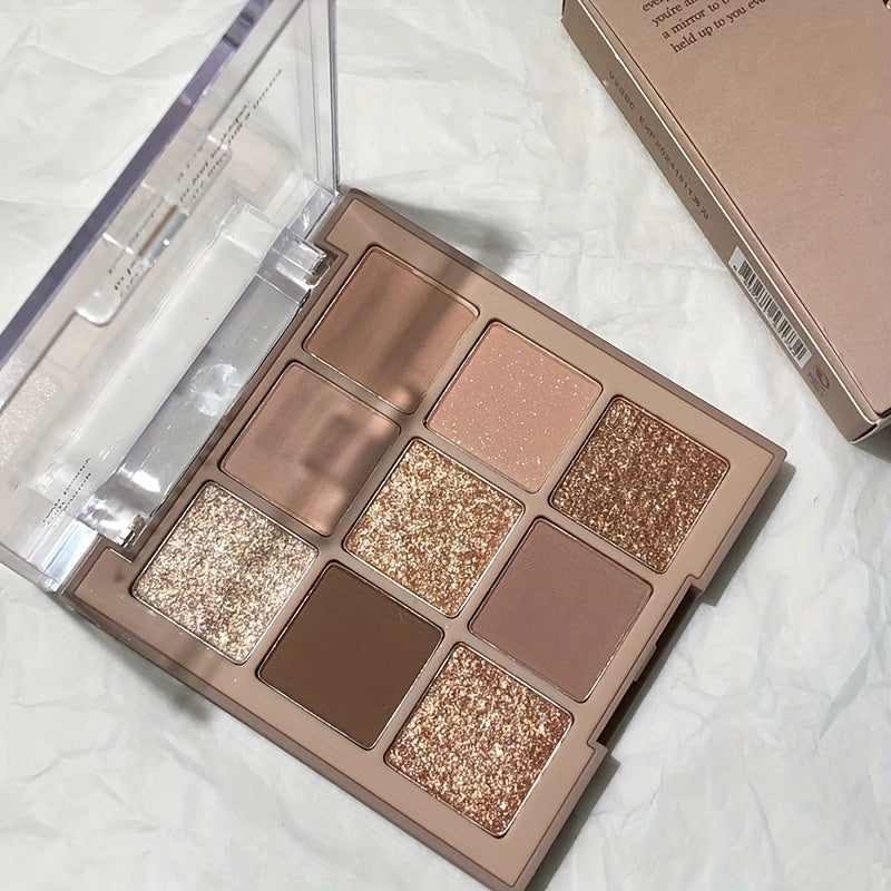 Women Matte Glitter Eyeshadow Palette Multicolor Brown Nude