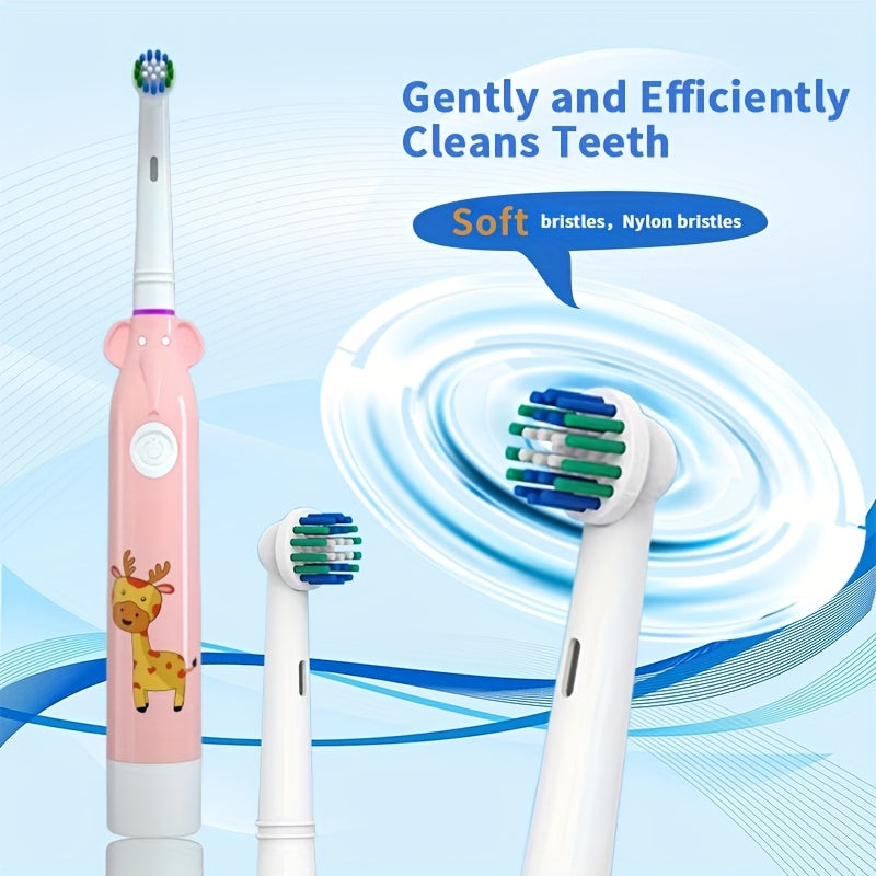 Youngsters Electric Toothbrush Safe Round Head Battery-Powered Cartoon Design