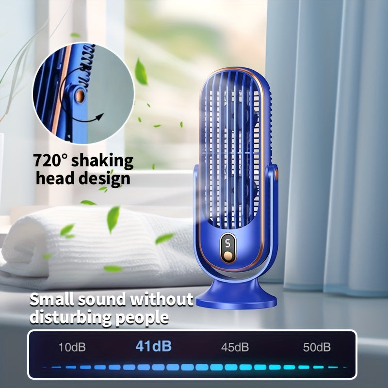 2025 Upgraded Large Battery Dual Motor Portable Desktop Fan with 5-Speed Cooling