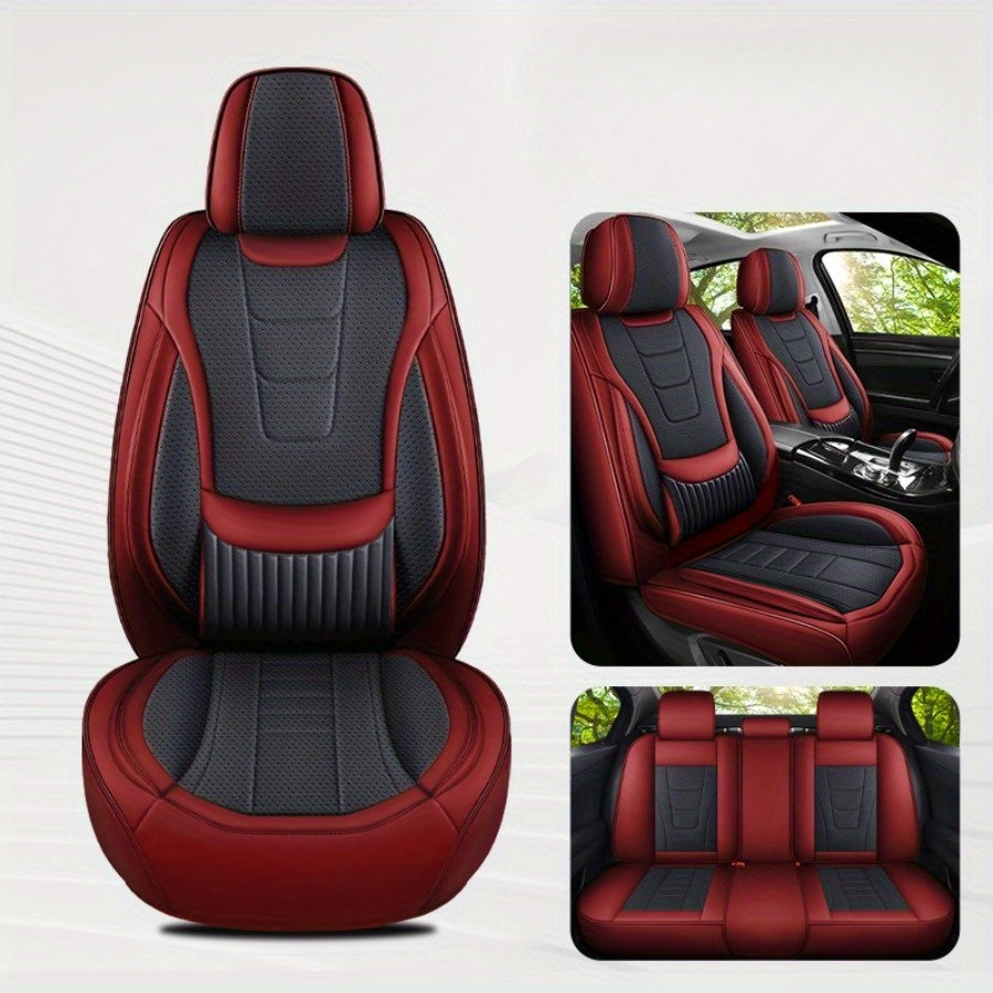 Car Seat Covers Black and Red Full Coverage Anti-Stain Non-Slip Breathable