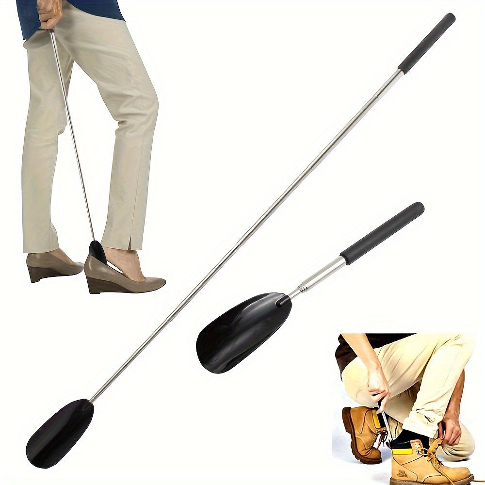 Adjustable Stainless Steel Shoe Horn with Long Handle Telescopic for Elderly and Pregnant