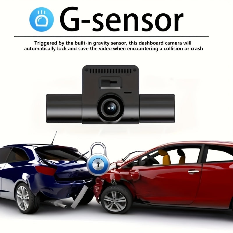 5.08 см HD Dual-Lens автомобильный видеорегистратор с ночным видением, 32 ГБ циклическая запись, G-сенсор