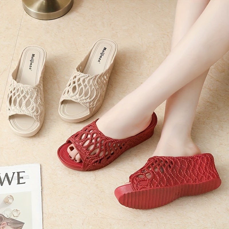 Ayollar uchun yuqori-poshnali tikanli sandallar ochiq-oyoq slip-on taqish uchun qattiq yopilmagan yozgi qora PVC