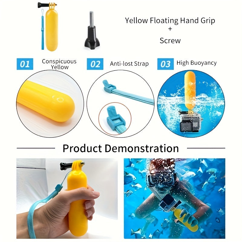 Harakat kamerasi aksessuarlar to'plami stabilizator bilan, GoPro DJI Insta360 uchun suv o'tkazmaydigan suzuvchi tutqich