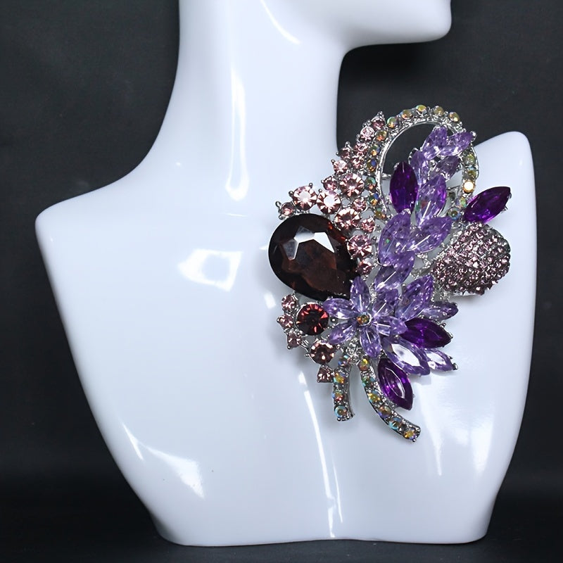 High-End Rhinestone Flower Lapel Pin for Women's Clothing Accessories