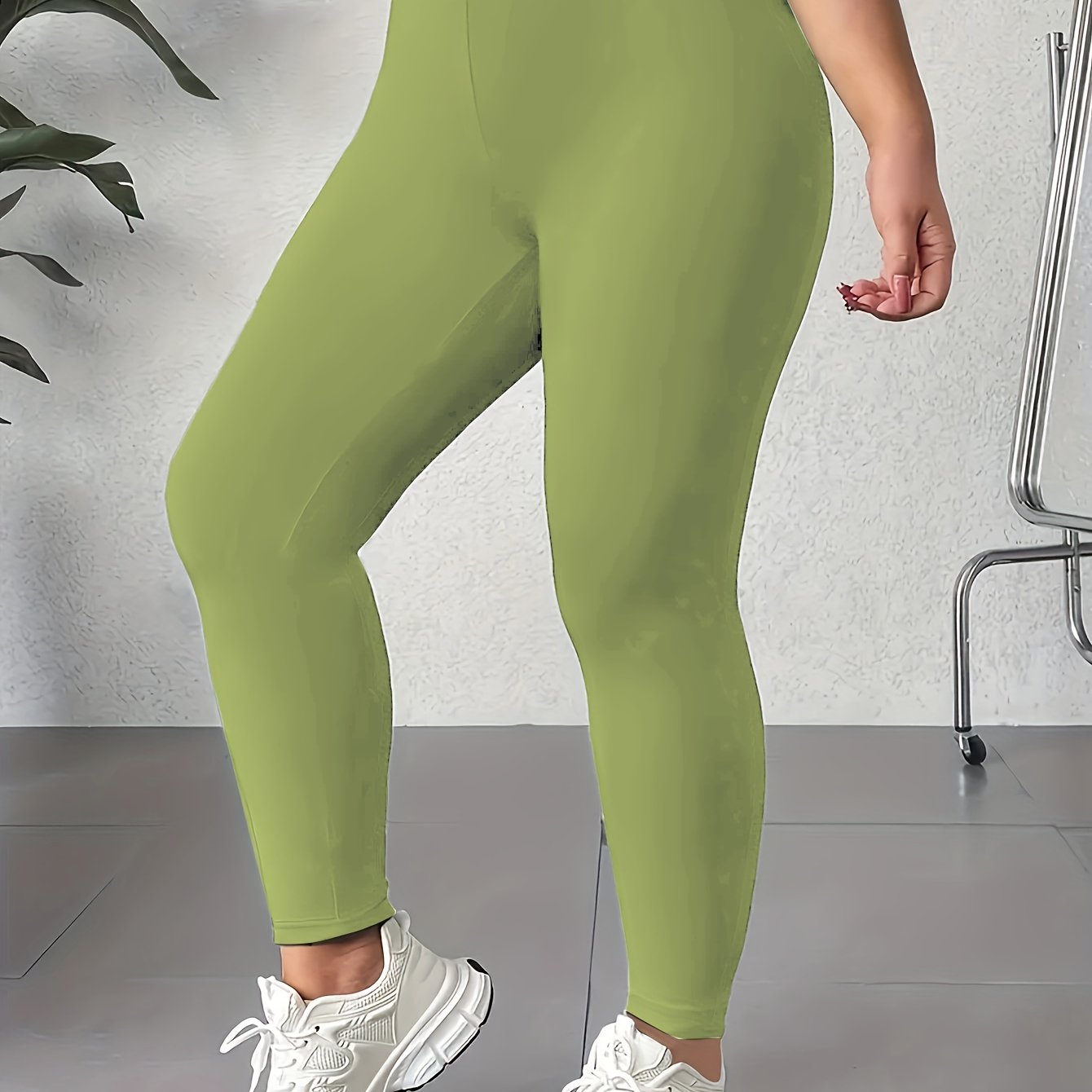 Women's Plus Size High-Waisted Yoga Leggings Tummy Control Pink