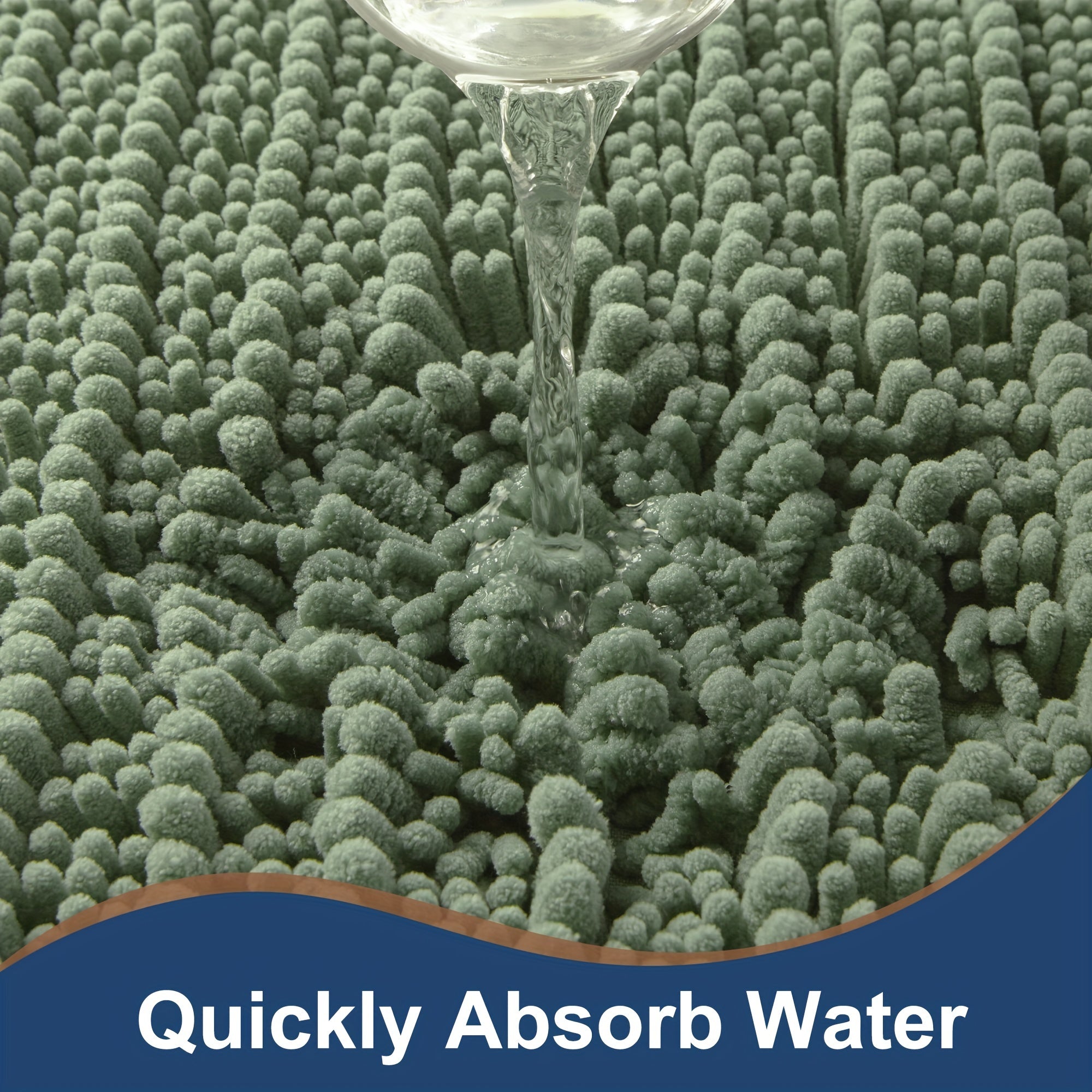 Thick Plush Bath Floor Mat Non-Slip Waterproof Dustproof for Bathroom Kitchen Living Room