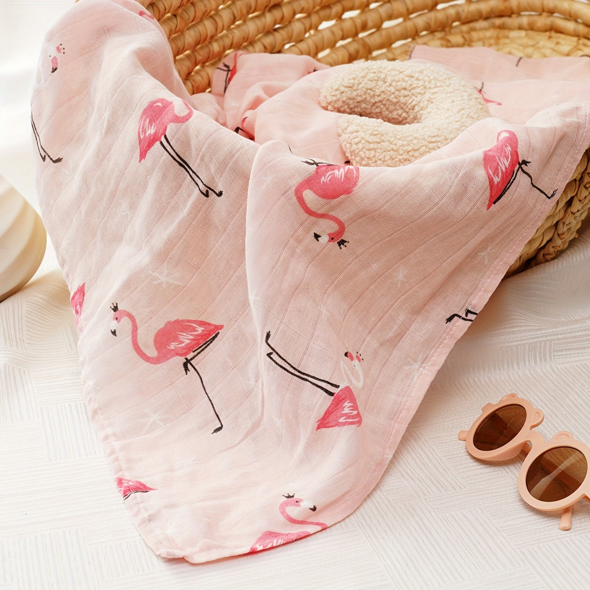 Baby Girls and Boys Muslin Swaddle Blanket 119cm Fruit and Animal Design