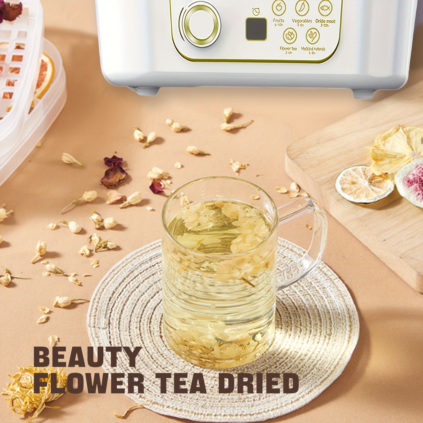 3-Tier Food Dehydrator White Easy-to-Use Round Fruit Vegetable Drying Machine for Jerky Leather Snacks