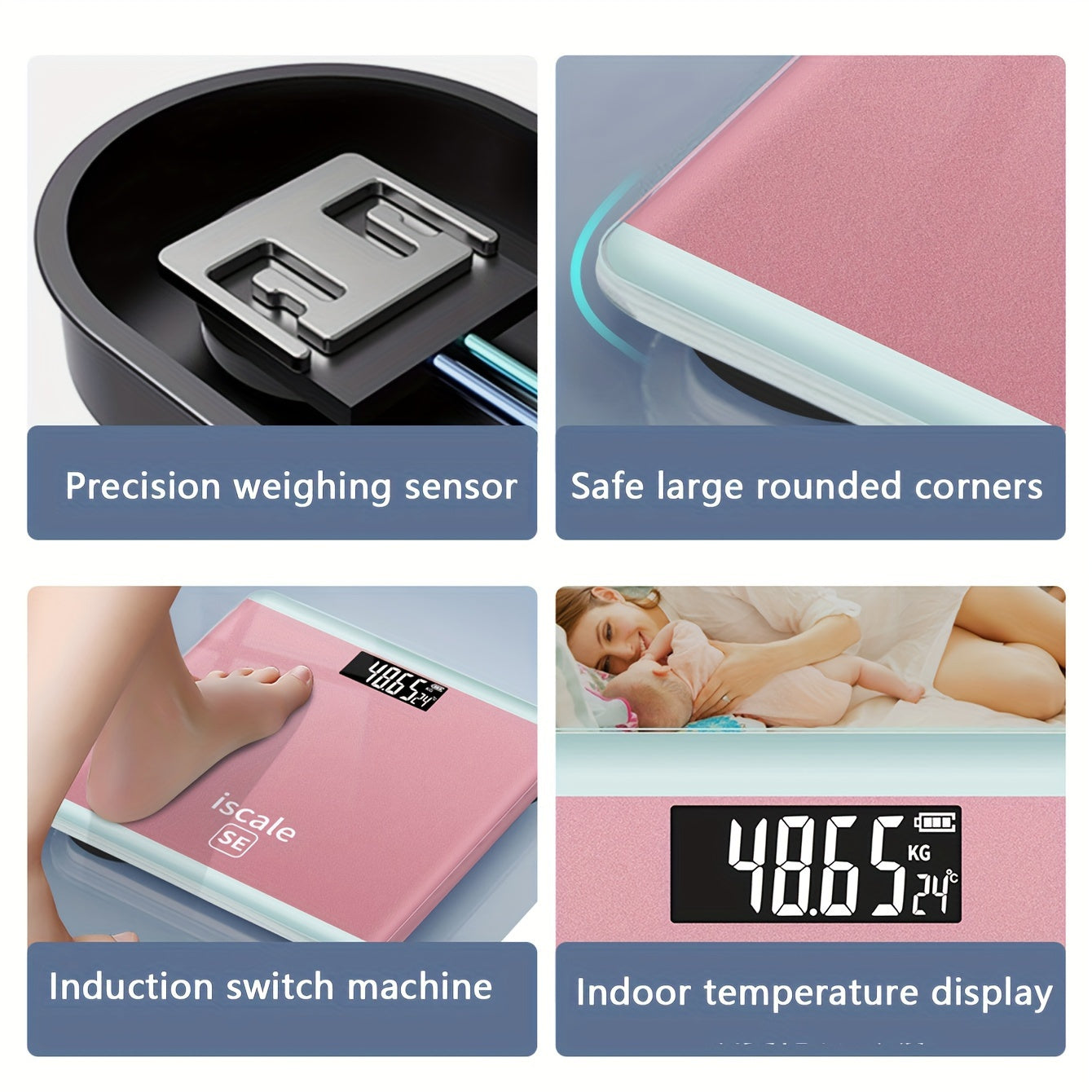 Rose Gold Digital Body Weight Scale High Precision Portable Electronic Bathroom Scale