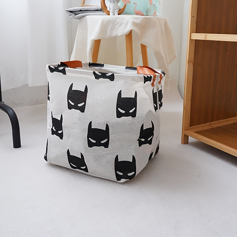 Printed Storage Cube Basket for Home Organization Cotton Linen Foldable Toy and Laundry Bin
