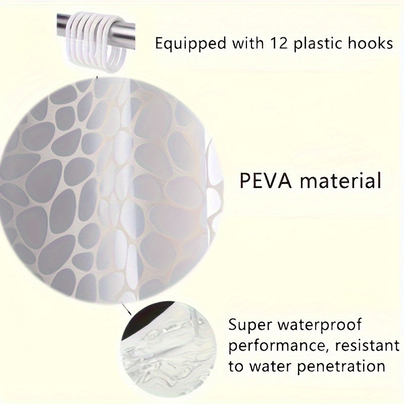 Pebble Pattern Waterproof Vinyl Shower Curtain 179.83cm x 179.83cm