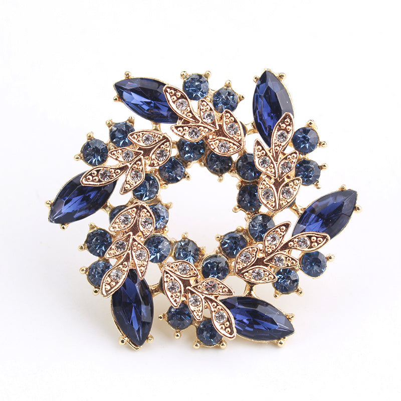 Redbud Diamond Corsage with Wheat Ear Ring Vintage High-End Design