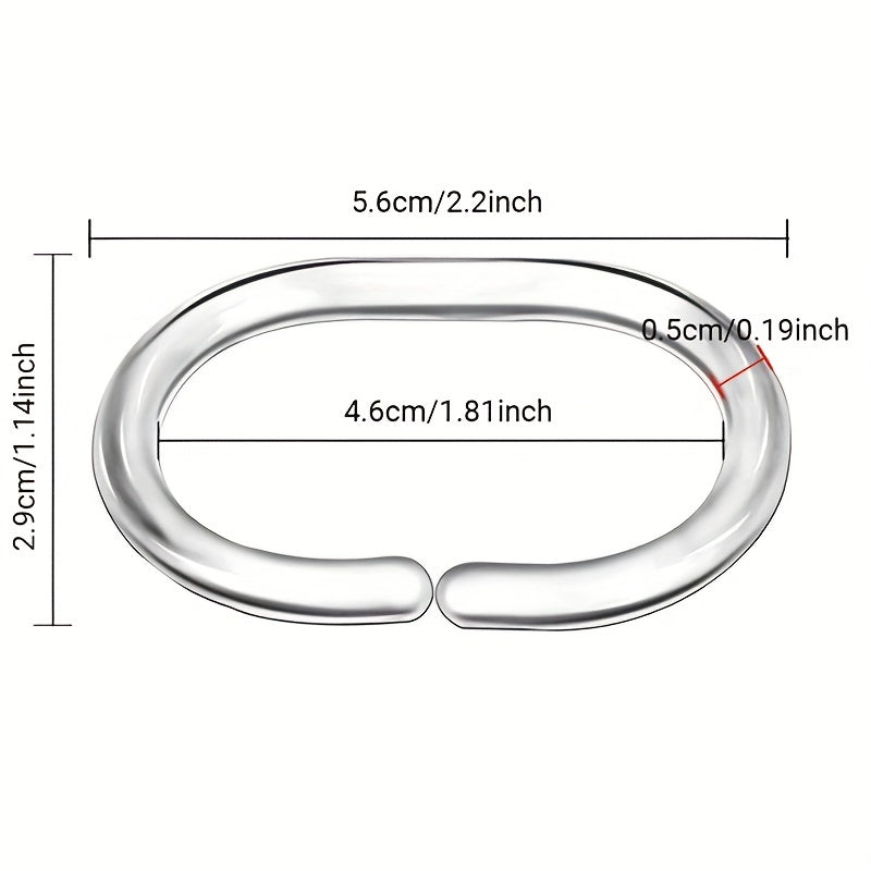 12 High-Quality Transparent Plastic Shower Curtain Hooks with Twistable Design