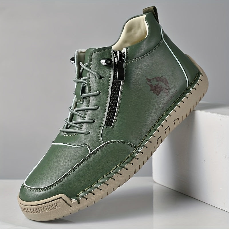 Women Retro Chunky Sneakers Yellow Casual Shoes with Side Zipper