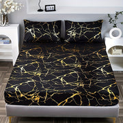 3-Piece Bedding Set with Gold Foil Textured Design Breathable Polyester for Bedroom or Guest Room