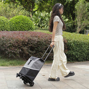 Black Folding Shopping Cart with Detachable Bag for Groceries Camping and Travel