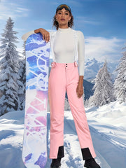 Women's Light Blue Waterproof Thermal Snow Pants for Ski and Winter Outdoor Activities