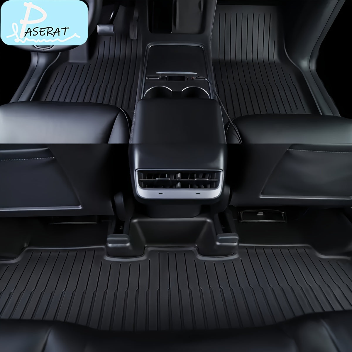 Non-Slip PU Leather Floor Mats for Tesla Model 3 and Y, Easy Clean, Stylish