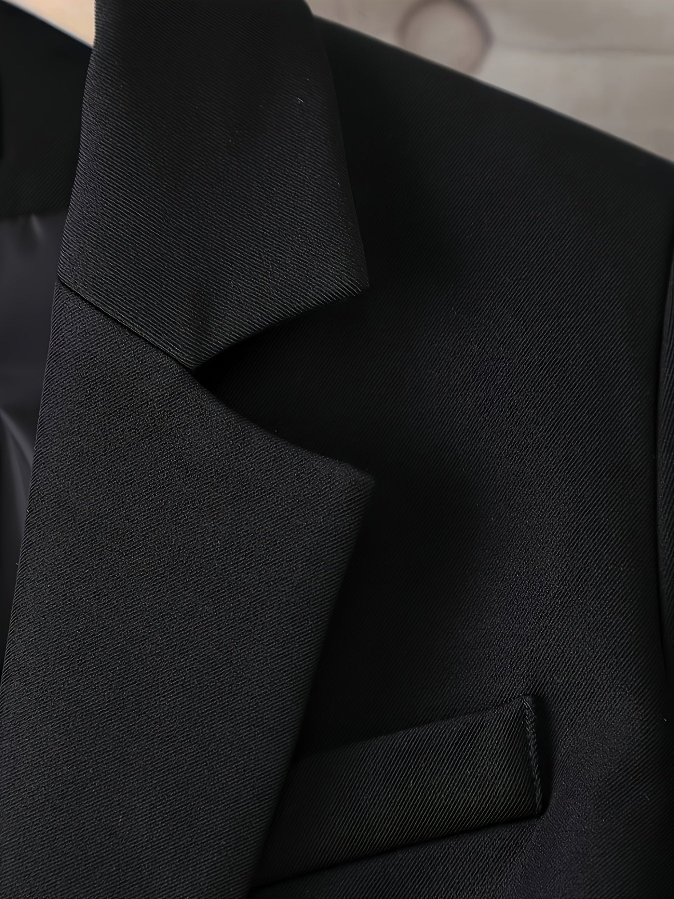 Women's Black Double-Breasted Blazer Long Sleeve Formal Suit