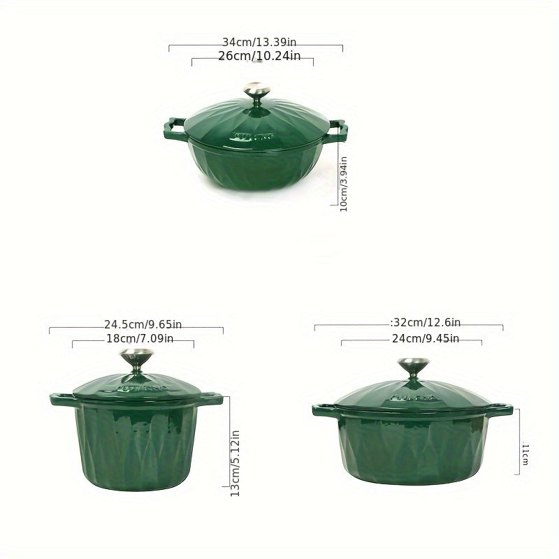 Enamel-Coated Cast Iron Stew Pan with Cover for Rice Soup and Dishes