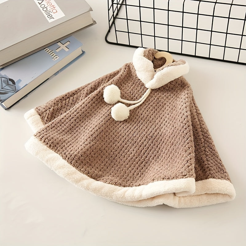 Coral Fleece Hand Towel with Hanger Hook for Kitchen Bathroom Quick Drying