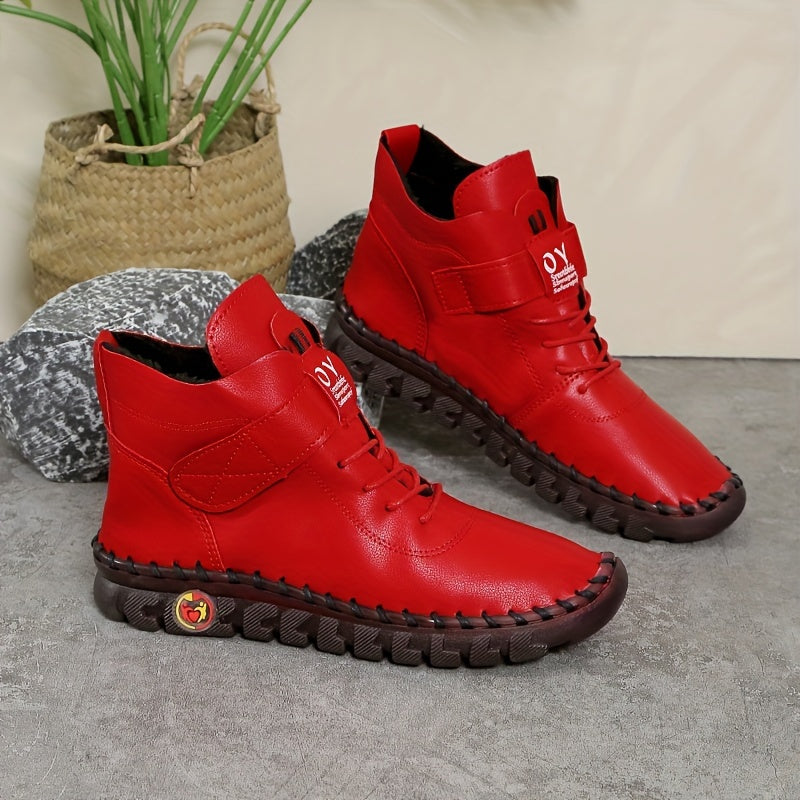 Women's Ankle Booties Slip-On Round Toe Flat Heel All-Season Boots