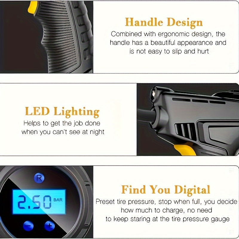 Portable Car Air Pump Electric Tire Inflator Wired Compact Universal