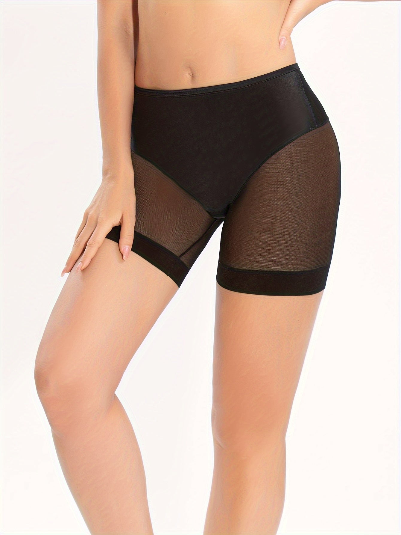 Women's Shaping Shorts with Mesh Detailing Waist Cincher Tummy Tuck Lightweight Flat Leg