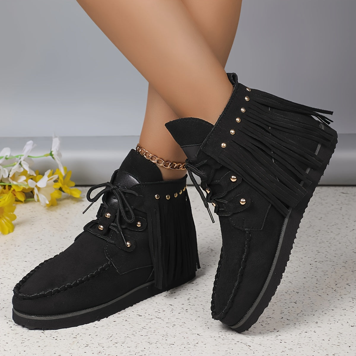 Женские ботинки на платформе с пряжками и бахромой, стиль для всех сезонов