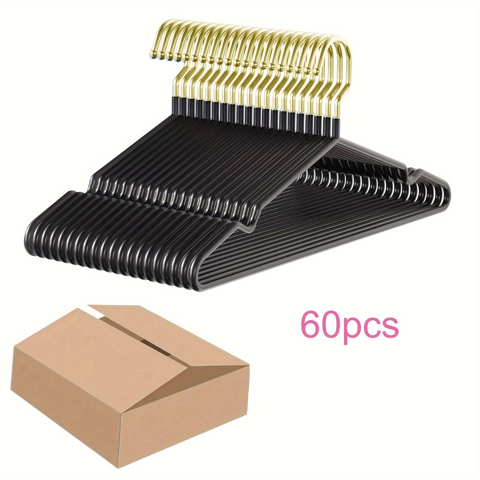 Pack of 10/20/60 Heavy Duty Metal Clothes Hangers with Non-Slip Rubber Coating Space-Saving Sturdy for Shirts Skirts Coats