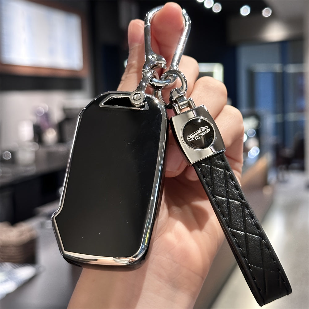 Premium TPU Car Key Case with Keychain for SUV Key Fob Cover Black