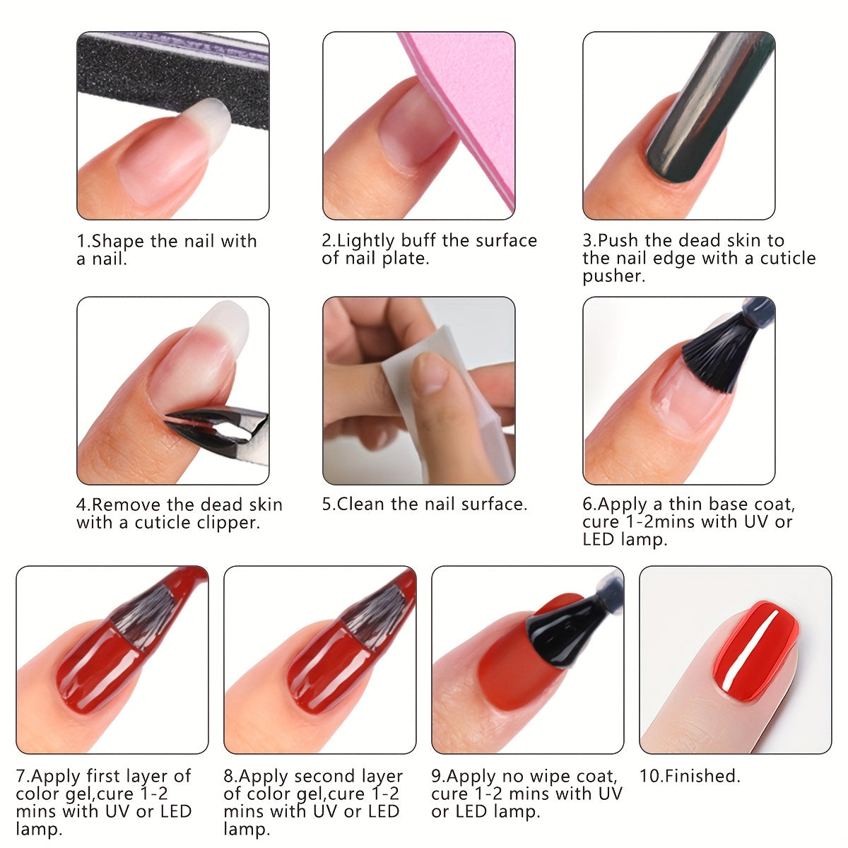 7-Piece Gel Nail Polish Set Black White Nude Semi-Permanent UV LED Soak Off