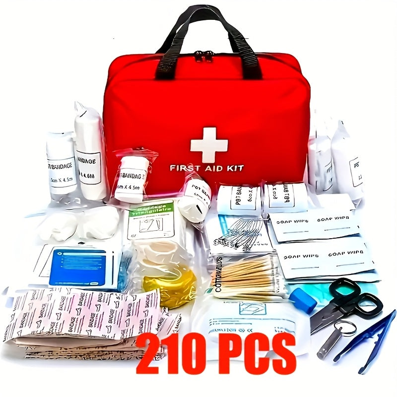 Luxury Red First Aid Kit 200/210 Pieces for Hunting Hiking Camping Emergencies