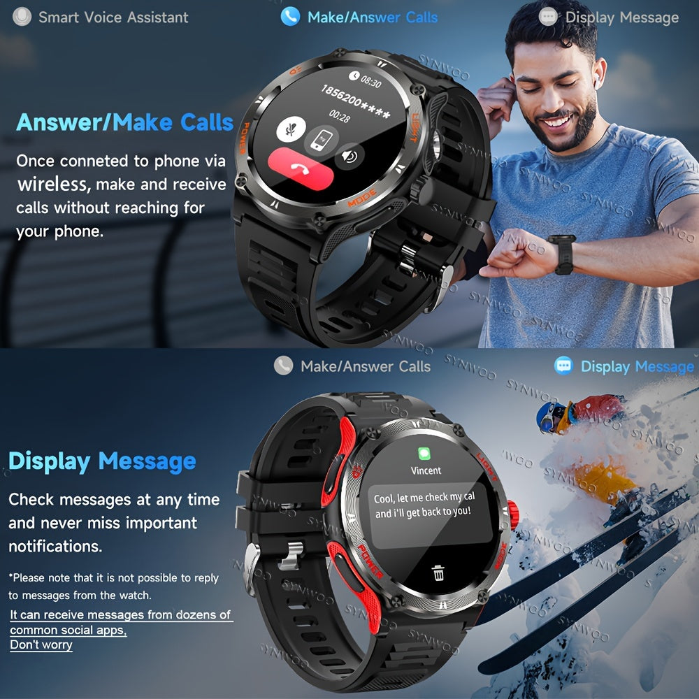 Unisex Outdoor Sports Smartwatch with 100+ Modes LED Light Call Answering Extended Battery