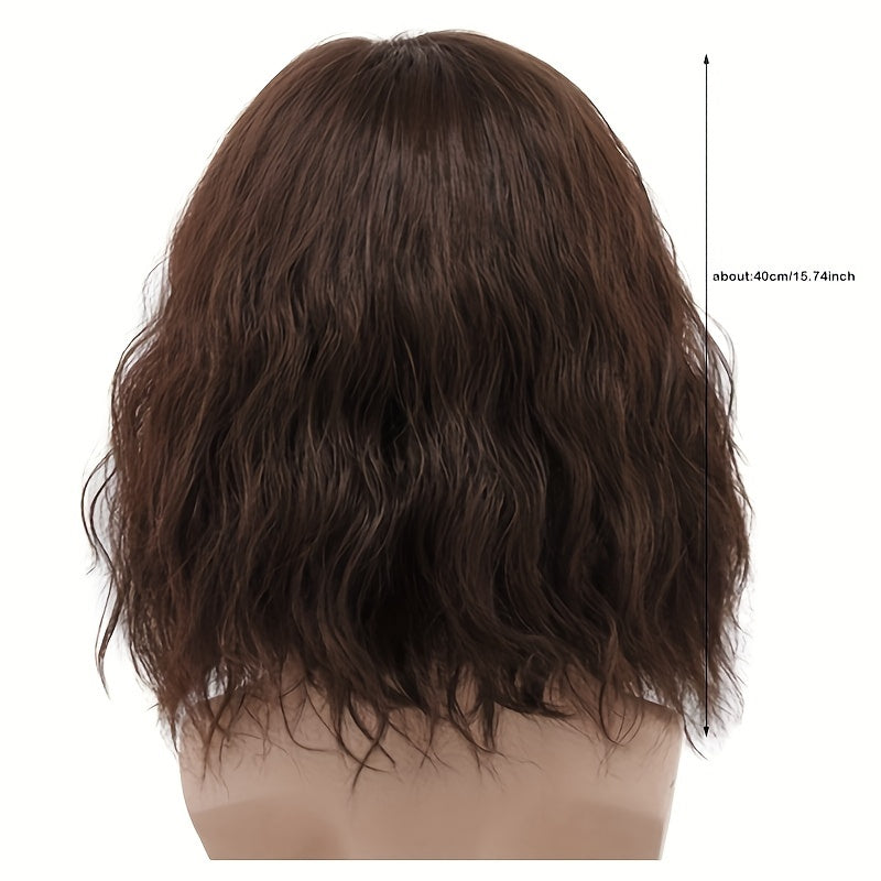 Mid-Length Cosplay Wig with Fluffy Perm Coily Hair Heat Resistant Fiber