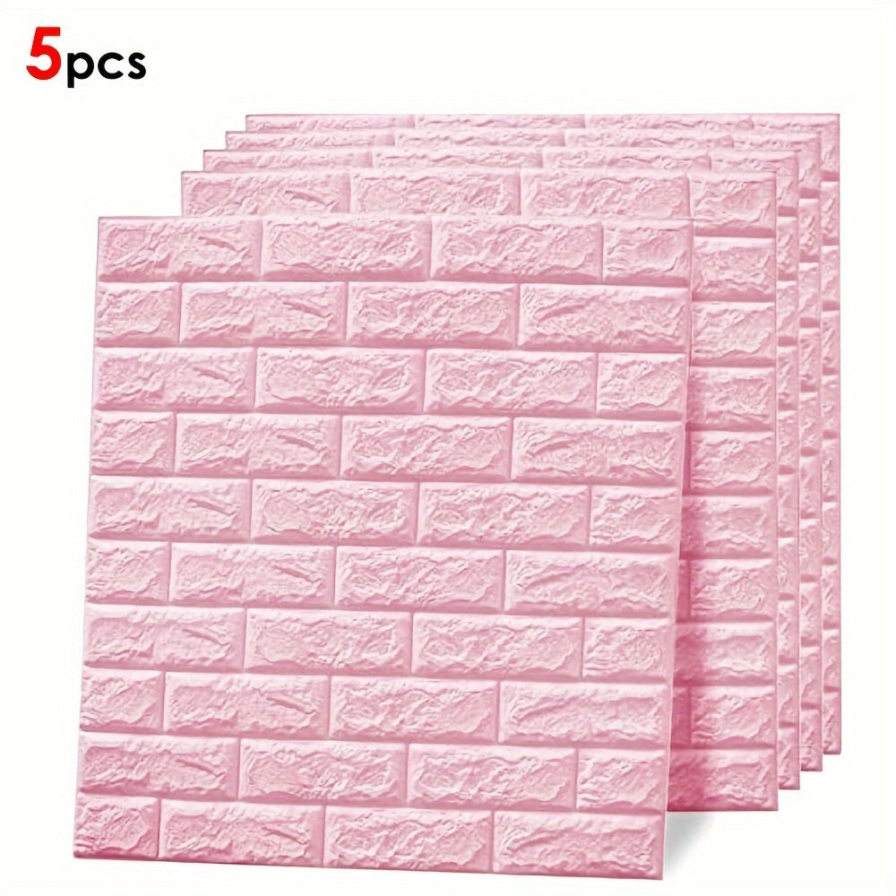 Pack de 5, 10 o 20 paneles de pared de vinilo rosa, adhesivos autoadhesivos impermeables en 3D, para decoración del hogar