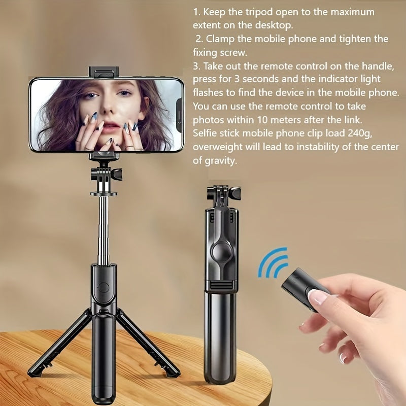 Wireless Selfie Stick Accessory with Fill Light and Remote for Smartphone
