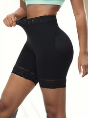 Women's High-Waist Shaping Shorts with Lace Trim Tummy Control Butt Lift Seamless Body Sculpting