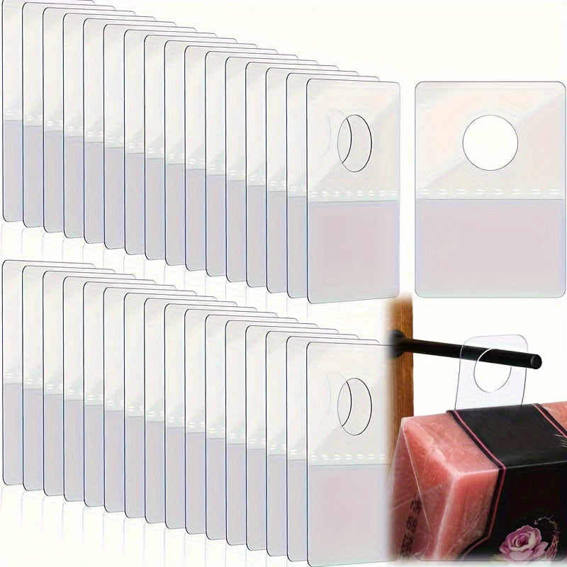 100/200pcs Clear Self-Adhesive Hang Tabs with Round Holes for Retail and Office Displays