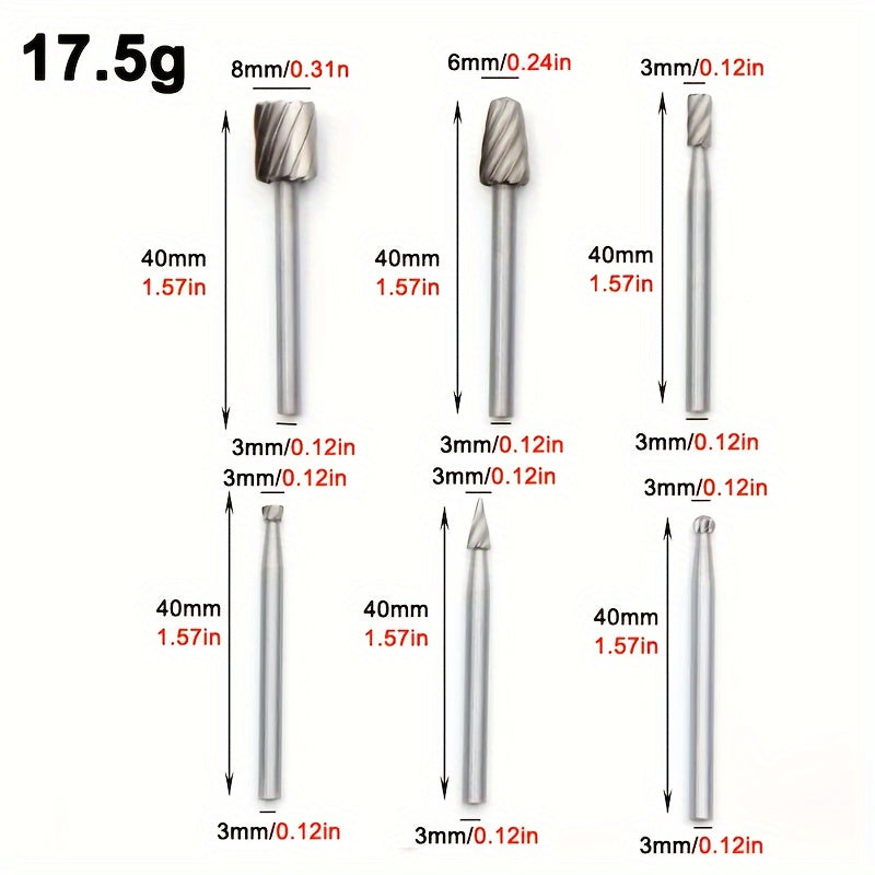 6-Piece High-Speed Steel Rotary Woodworking Tool Set for DIY Carpentry