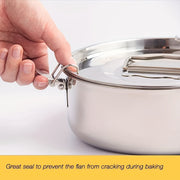 Stainless Steel Flan Mold with Lid Handle 1.5QT Bakeware for Pudding and Cupcakes