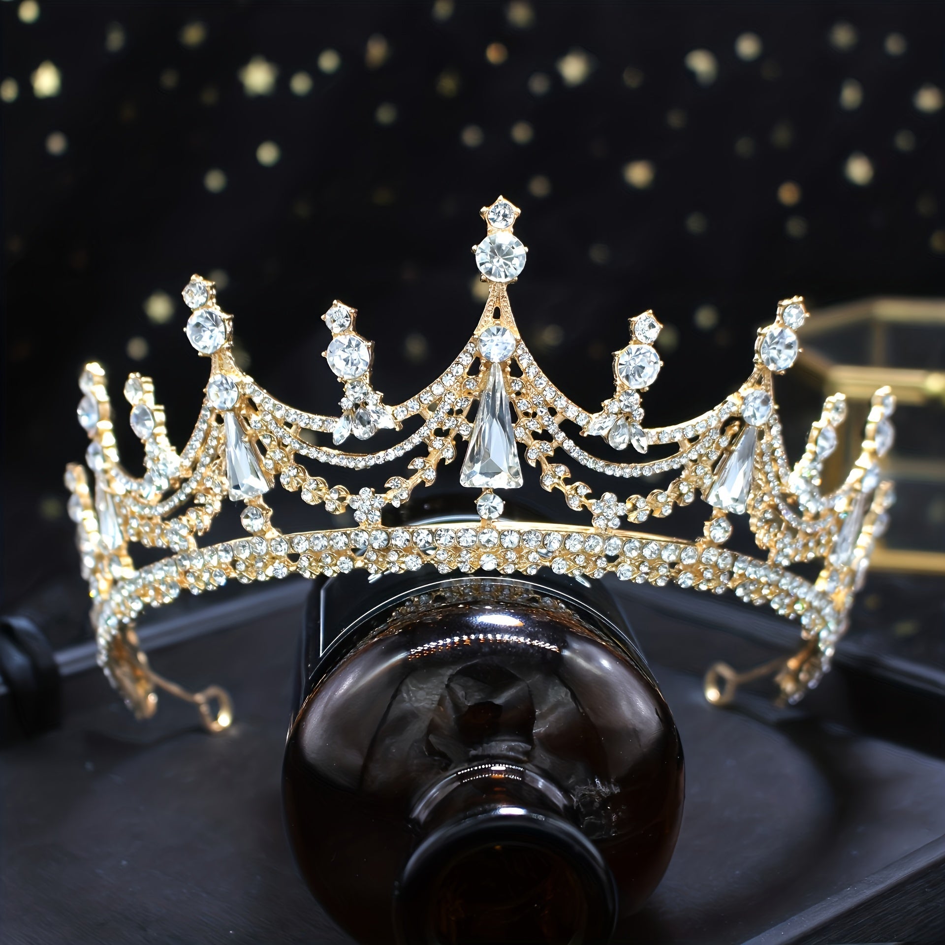 Rhinestone Crown Headband for Brides Women Wedding Hair Accessory Zinc Alloy