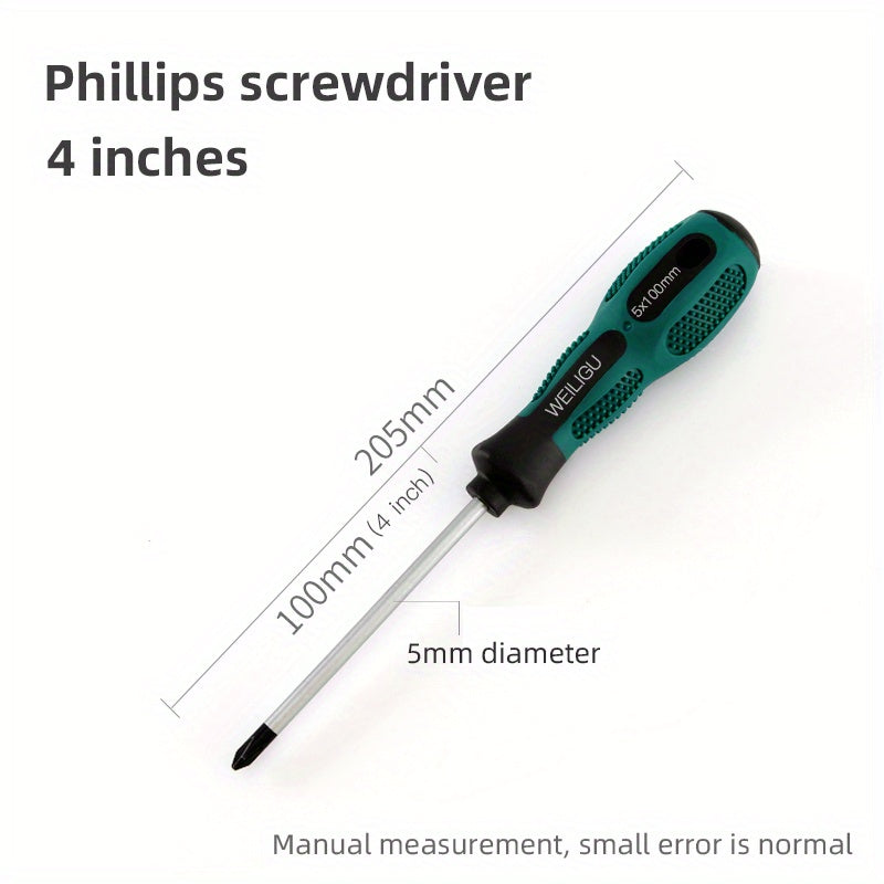 Magnetic Slotted Flat Head and Phillips Screwdriver Set, Non-Slip, 3-4 Inch