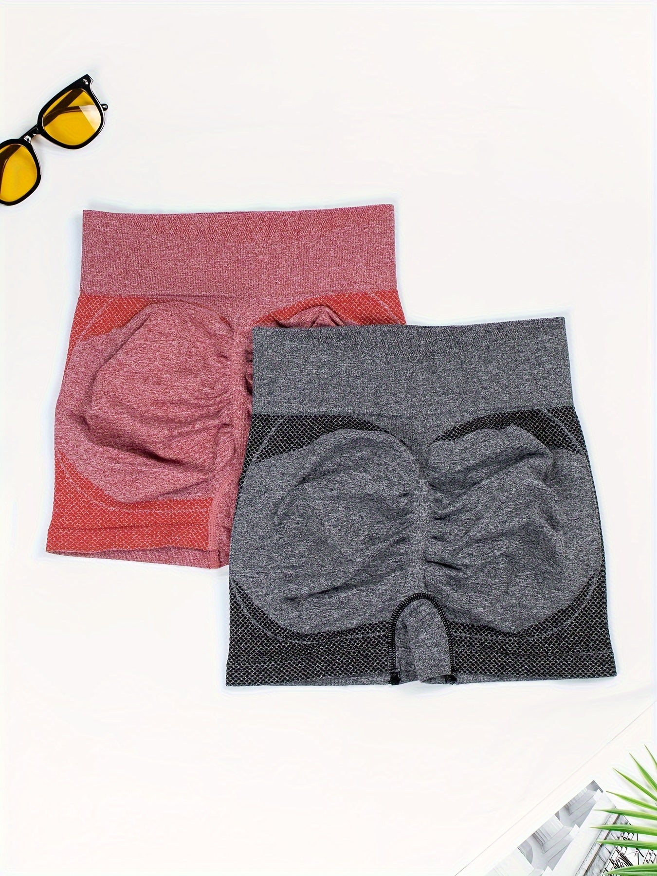 Women's 2-Pack High-Waist Compression Shorts Seamless Knit Medium Support Fitness