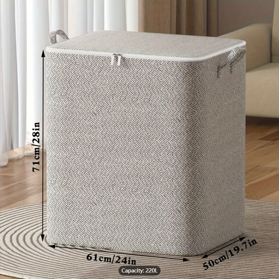 Large Waterproof Storage Box with Lid Non-Woven Fabric Foldable for Clothes and Blankets