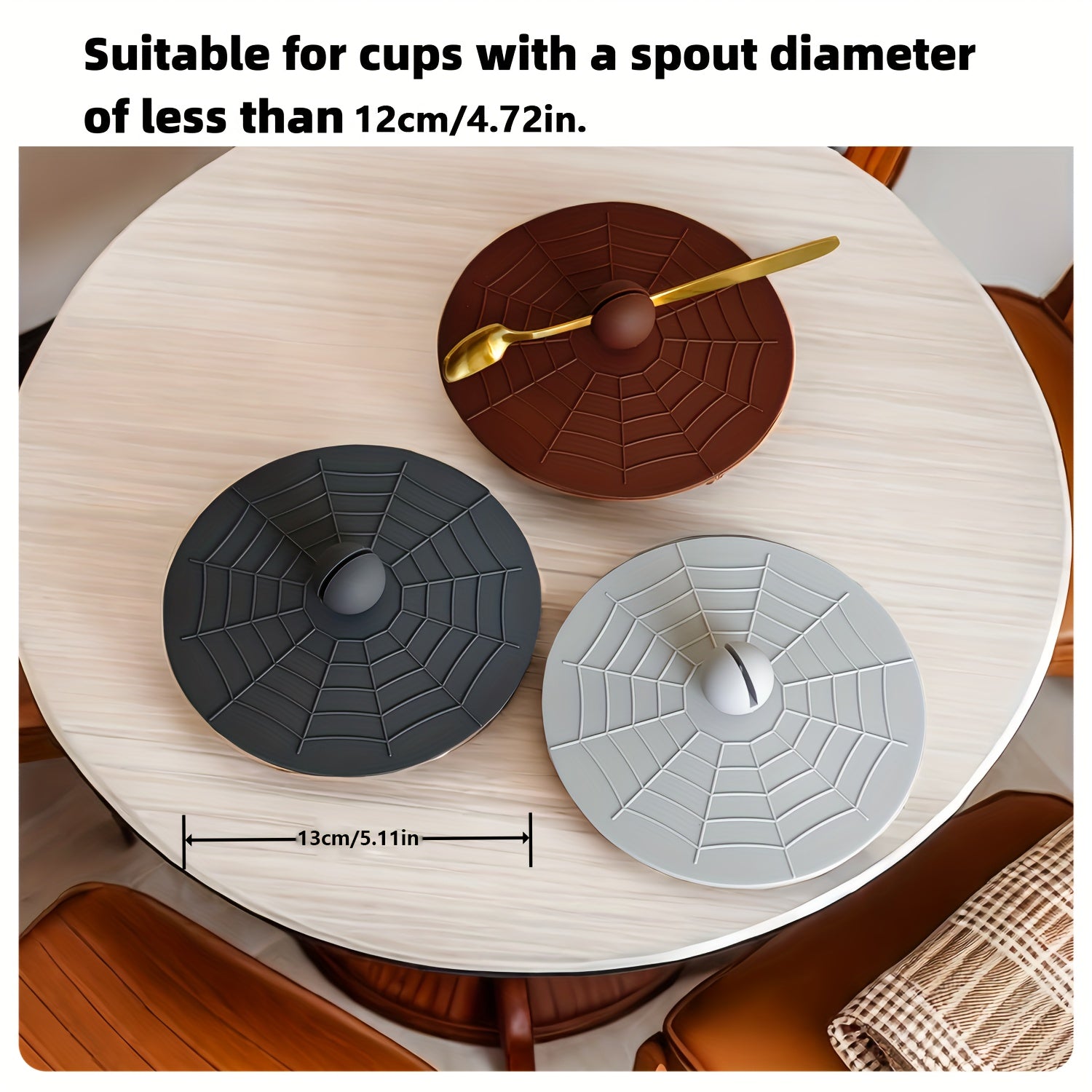 Silicone Cup Lid with Spoon Set Reusable Leakproof Cover for Ceramic Glass Tea Mug