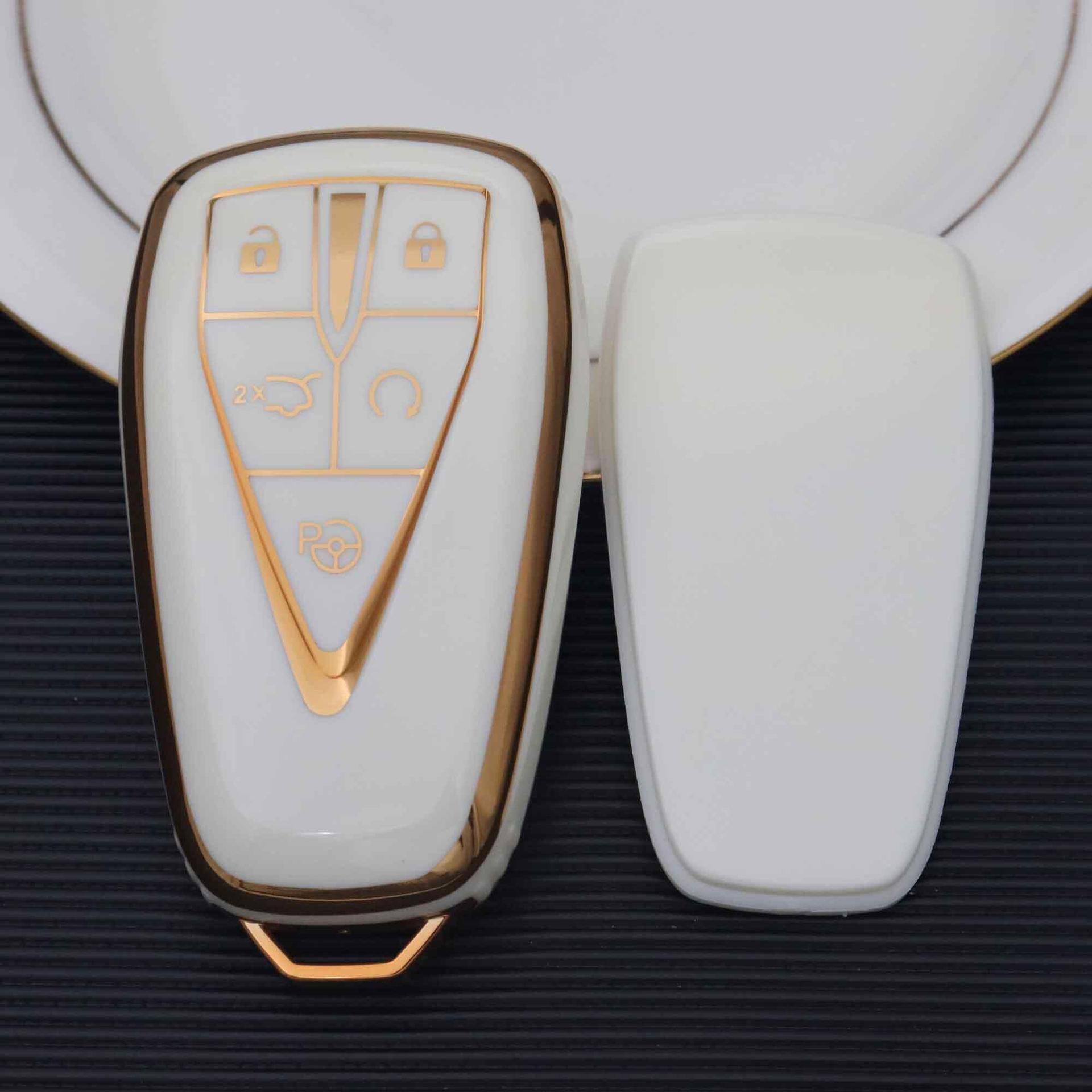 Luxury TPU Car Key Cover for SUV Keycase Blue Gold Smart Start Protector