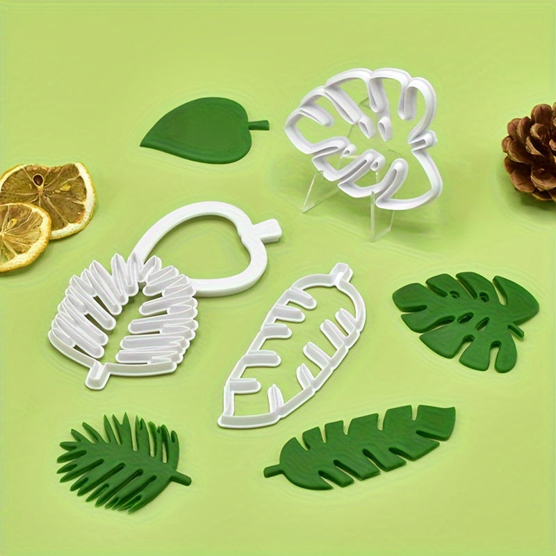 Set of Tropical Leaf Cookie Cutters Plastic for Fondant Gummy Candies Cake Decorations